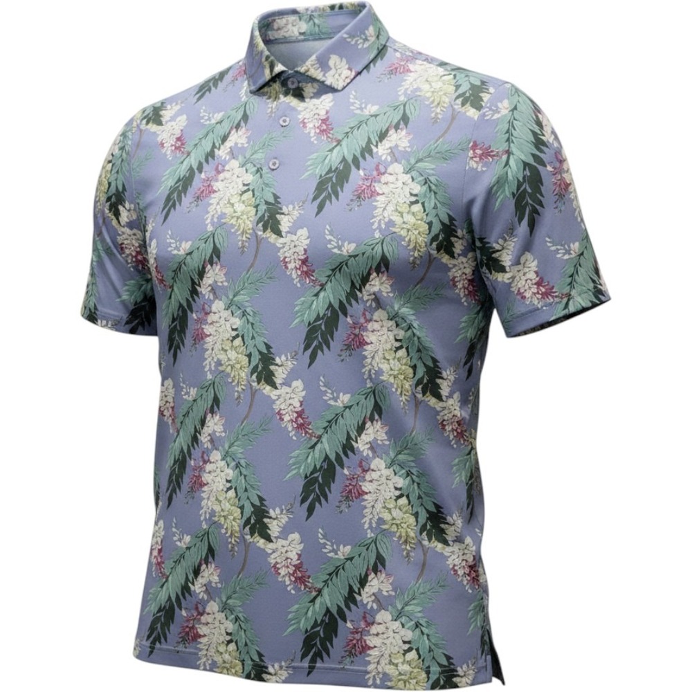 RLX Ralph Lauren Mens Wisteria Floral Golf Polo Purple Wicking Shirt Medium NEW